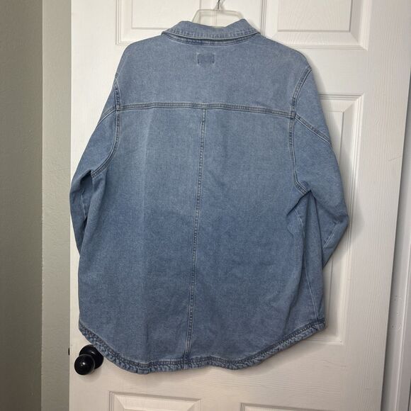 Terra & Sky 0X Denim Jacket Light Wash Button Front Women's Plus Long Sleeve 0X - Picture 7 of 8